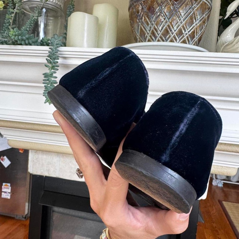 Vince Bray velvet flat loafer smoking slipper midnight blue size 7.5 mid mod - Picture 3 of 7